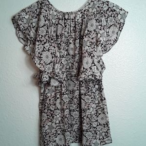 Rebecca Taylor silk flutter sleeve floral